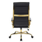 Chaise de bureau ergonomique en similicuir bleu, hauteur réglable 38 po, avec roulettes pivotantes