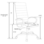 Chaise de bureau ergonomique en similicuir bleu, hauteur réglable 38 po, avec roulettes pivotantes