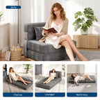 Canapé-lit pliant, fauteuil de couchage convertible 4-en-1 avec oreiller, canapé-lit futon simple avec soutien dorsal, chaise-lit pliante portable confortable