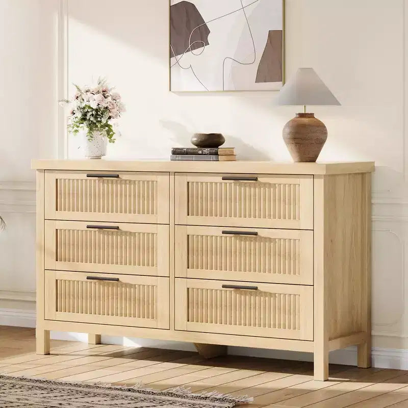 Recessed five-drawer chest with six drawers, large-capacity clothing storage cabinet, suitable for bedrooms, living rooms, or hallways.