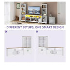 Meuble TV de ferme pour téléviseur de 65 pouces, centre de divertissement à LED avec rangement et prises de courant, meuble TV avec étagères pour salon