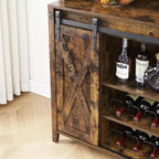 Buffet de bar à café de ferme de 70 po avec porte coulissante, grand rangement avec 7 étagères réglables