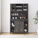 Buffet de bar à café de ferme de 70 po avec porte coulissante, grand rangement avec 7 étagères réglables