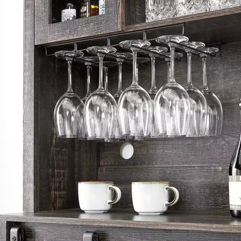 Buffet de bar à café de ferme de 70 po avec porte coulissante, grand rangement avec 7 étagères réglables