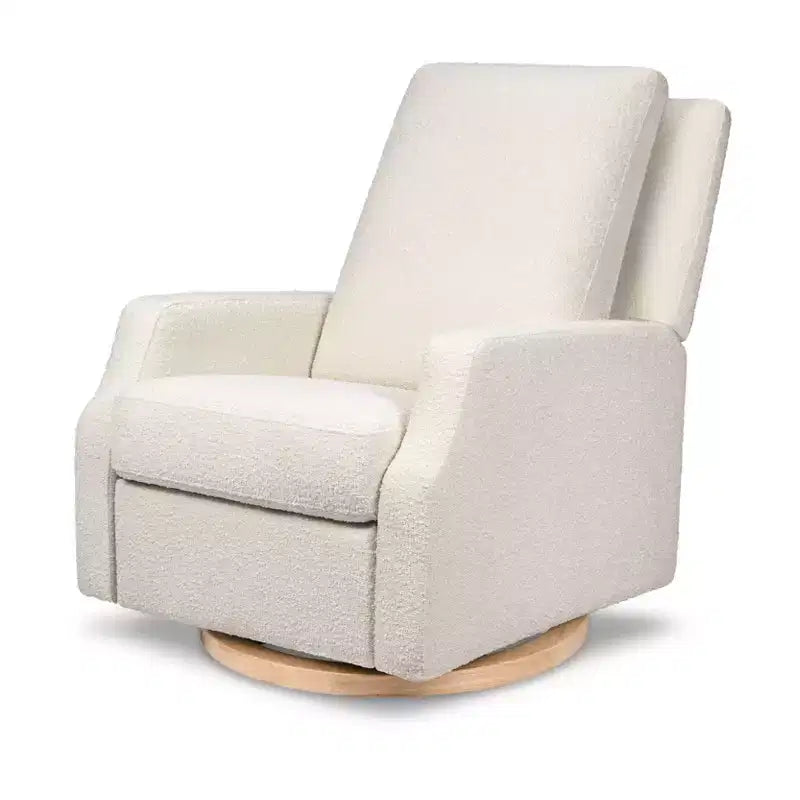 Namesake Crewe Electronic Recliner and Swivel Glider - Ivory Boucle with Light Wood Base