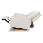 Fauteuil inclinable et planeur pivotant électrique – Boucle ivoire avec base en bois clair