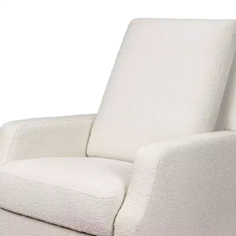 Fauteuil inclinable et planeur pivotant électrique – Boucle ivoire avec base en bois clair