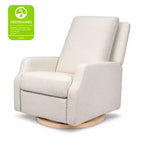 Fauteuil inclinable et planeur pivotant électrique – Boucle ivoire avec base en bois clair