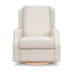 Fauteuil inclinable et planeur pivotant électrique – Boucle ivoire avec base en bois clair