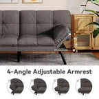 Canapé-lit futon convertible 71", futon moderne en lin avec coussin détachable, dossier et accoudoirs réglables