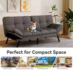Canapé-lit futon convertible 71", futon moderne en lin avec coussin détachable, dossier et accoudoirs réglables