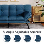 Canapé-lit futon convertible 71", futon moderne en lin avec coussin détachable, dossier et accoudoirs réglables