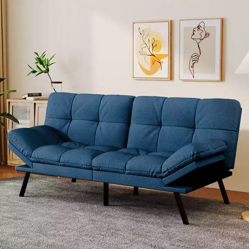 Dyonery 71 Convertible Futon Sofa Bed,Modern Linen Futon Couch with Detachable Cushion,Adjustable Backrest & Armrest