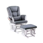 Fauteuil inclinable planeur avec repose-pieds carré, bois blanc, gris