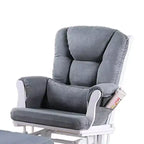 Fauteuil inclinable planeur avec repose-pieds carré, bois blanc, gris