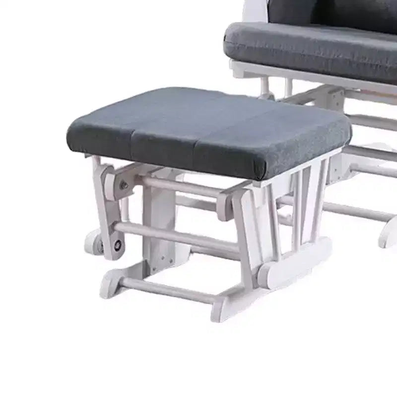 Fauteuil inclinable planeur avec repose-pieds carré, bois blanc, gris