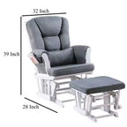 Fauteuil inclinable planeur avec repose-pieds carré, bois blanc, gris