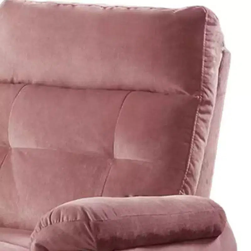 Fauteuil inclinable manuel, velours rose capitonné