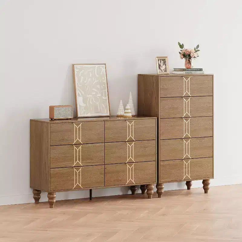Commode à 6 tiroirs pour chambre, commode moderne en bois avec tiroirs profonds, chiffonnier/commode à tiroirs