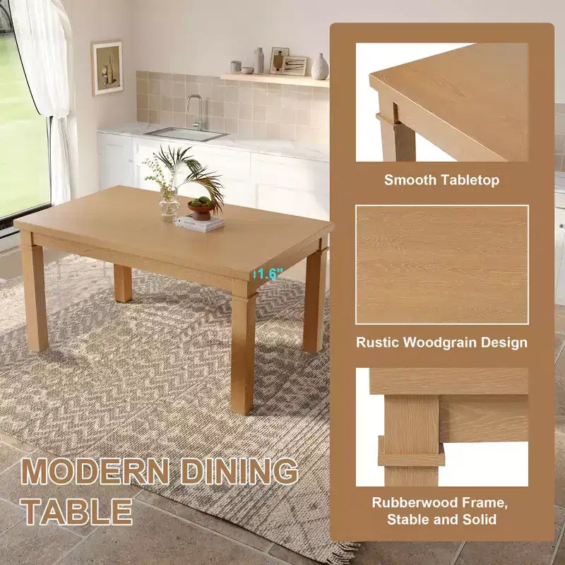 MAYEERTY Ensemble de salle à manger moderne 6 pièces, table rectangulaire, 4 chaises et un banc