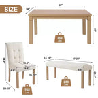 MAYEERTY Ensemble de salle à manger moderne 6 pièces, table rectangulaire, 4 chaises et un banc