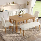 MAYEERTY 6-Piece Modern Dining Set, Rectangle Table, 4 Chairs & Bench