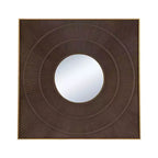 Miroir mural carré sculpté 40 x 40 pouces avec motif plissé et cadre en fer doré
