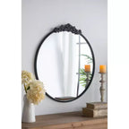 36 x 39 Inch Round Wall Mirror with Baroque Inspired Frame