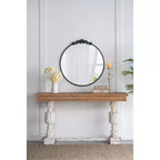 Miroir mural rond de 36 x 39 pouces avec cadre d'inspiration baroque