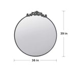 Miroir mural rond de 36 x 39 pouces avec cadre d'inspiration baroque