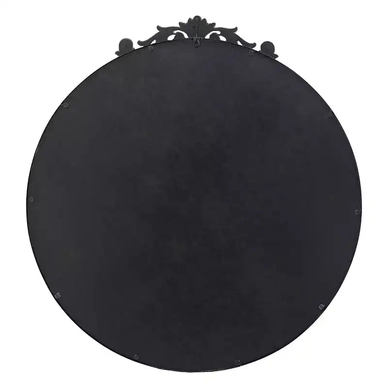 Miroir mural rond de 36 x 39 pouces avec cadre d'inspiration baroque