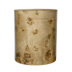 Table d'appoint cylindrique en loupe de noyer marron 20x20x24