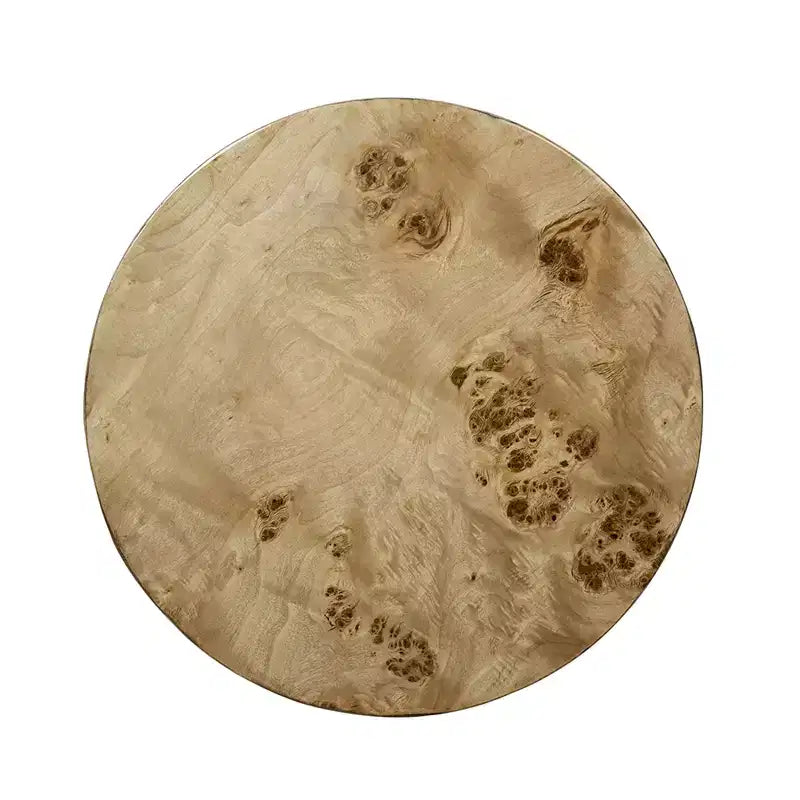 Table d'appoint cylindrique en loupe de noyer marron 20x20x24