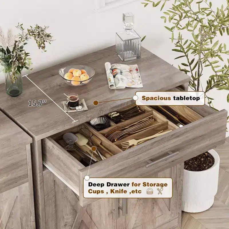 Meuble de rangement de cuisine Celebalcony avec portes, étagères et tiroirs, buffet de bar à café pour salle à manger, salon