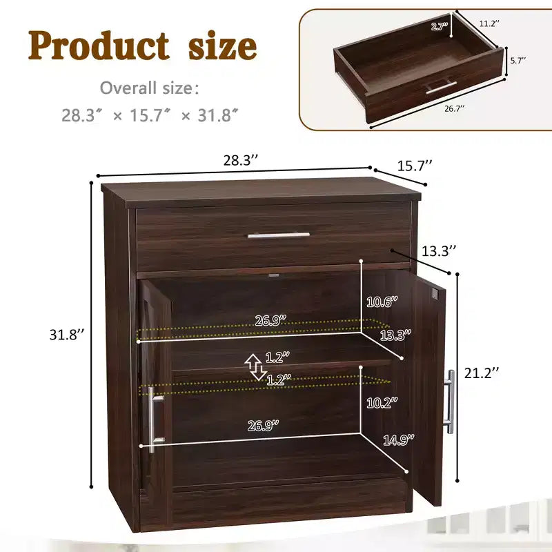 Meuble de rangement de cuisine Celebalcony avec portes, étagères et tiroirs, buffet de bar à café pour salle à manger, salon