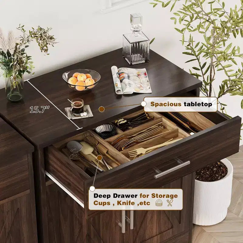Meuble de rangement de cuisine Celebalcony avec portes, étagères et tiroirs, buffet de bar à café pour salle à manger, salon