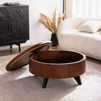 Table basse ronde de 31 pouces avec couvercle amovible, table d'appoint de style Mid-Century pour salon, espace de rangement caché