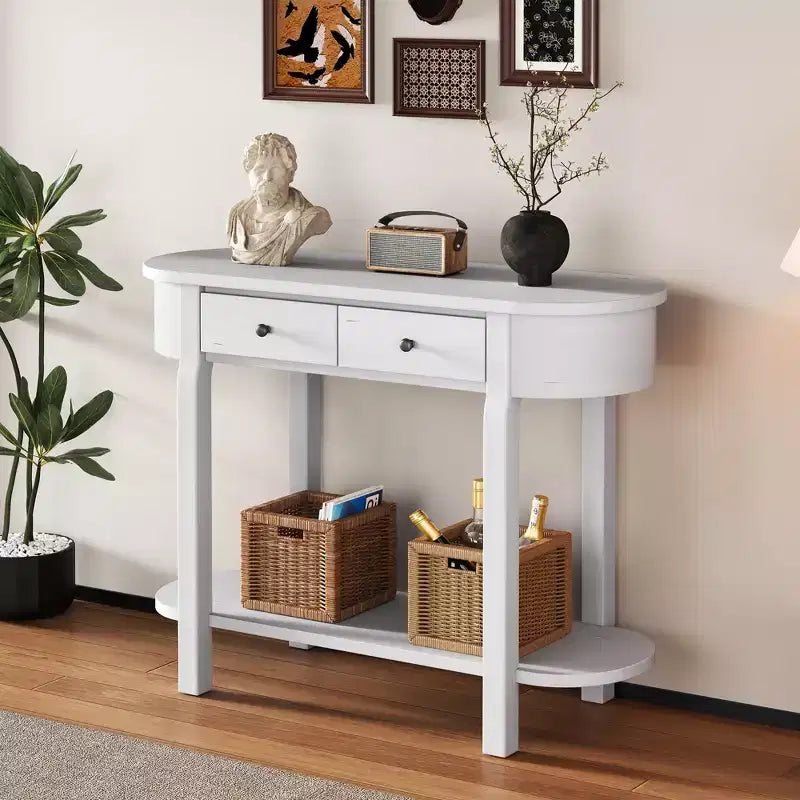 Table console élégante rétro Clihome avec design incurvé et finition lisse pour entrées, salons et couloirs