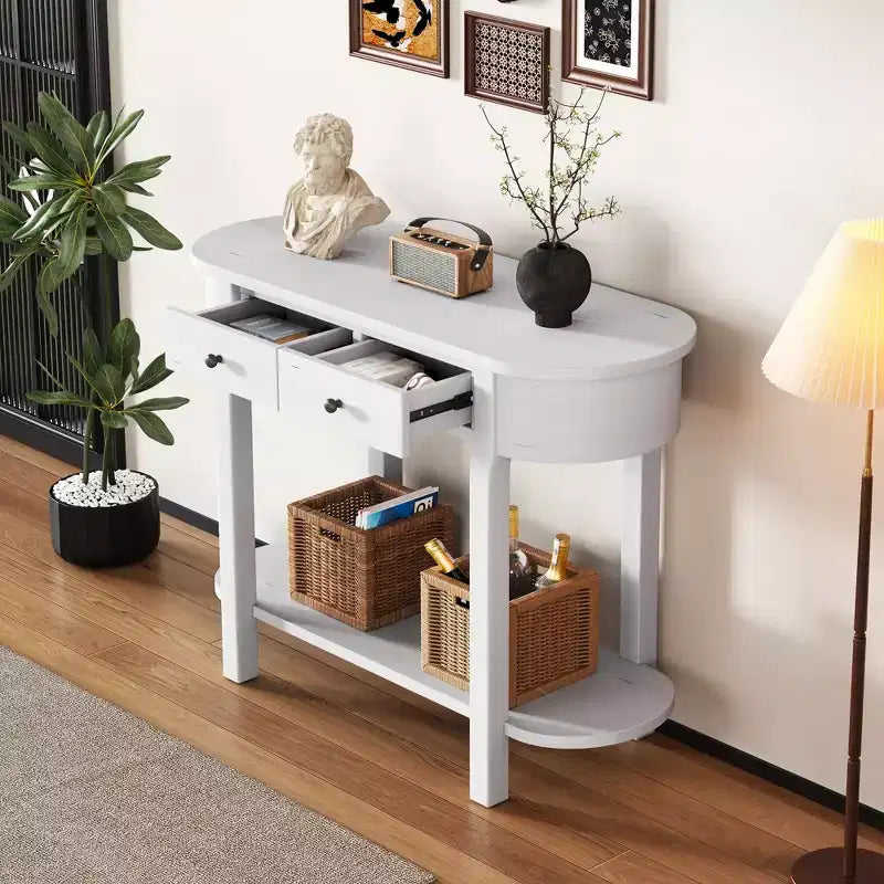 Table console élégante rétro Clihome avec design incurvé et finition lisse pour entrées, salons et couloirs