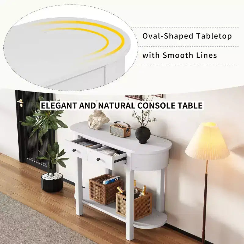 Table console élégante rétro Clihome avec design incurvé et finition lisse pour entrées, salons et couloirs