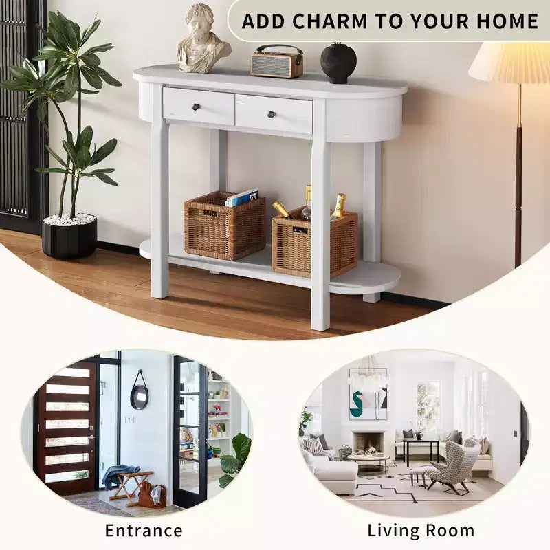 Table console élégante rétro Clihome avec design incurvé et finition lisse pour entrées, salons et couloirs