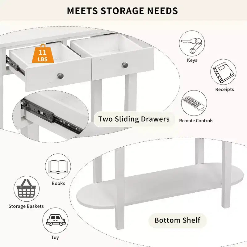 Table console élégante rétro Clihome avec design incurvé et finition lisse pour entrées, salons et couloirs
