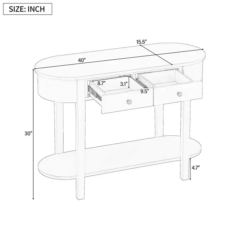 Table console élégante rétro Clihome avec design incurvé et finition lisse pour entrées, salons et couloirs
