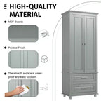 Meuble de Rangement de Salle de Bain Autoportant Moderne en Bois GDFStudio Norton avec Deux Tiroirs, Étagère Réglable et Armoire Fermée