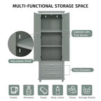 Meuble de Rangement de Salle de Bain Autoportant Moderne en Bois GDFStudio Norton avec Deux Tiroirs, Étagère Réglable et Armoire Fermée