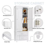 Meuble de Rangement de Salle de Bain Autoportant Moderne en Bois GDFStudio Norton avec Deux Tiroirs, Étagère Réglable et Armoire Fermée