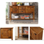 TUYOHW 46 Table Console en Bois de Pin avec 2 Armoires et 2 Tiroirs, Buffet Desserte avec Étagère Ouverte, Table d'Entrée Rustique pour Salon, Couloir