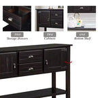 TUYOHW 46 Table Console en Bois de Pin avec 2 Armoires et 2 Tiroirs, Buffet Desserte avec Étagère Ouverte, Table d'Entrée Rustique pour Salon, Couloir