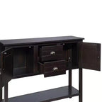 TUYOHW 46 Table Console en Bois de Pin avec 2 Armoires et 2 Tiroirs, Buffet Desserte avec Étagère Ouverte, Table d'Entrée Rustique pour Salon, Couloir
