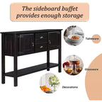 TUYOHW 46 Table Console en Bois de Pin avec 2 Armoires et 2 Tiroirs, Buffet Desserte avec Étagère Ouverte, Table d'Entrée Rustique pour Salon, Couloir